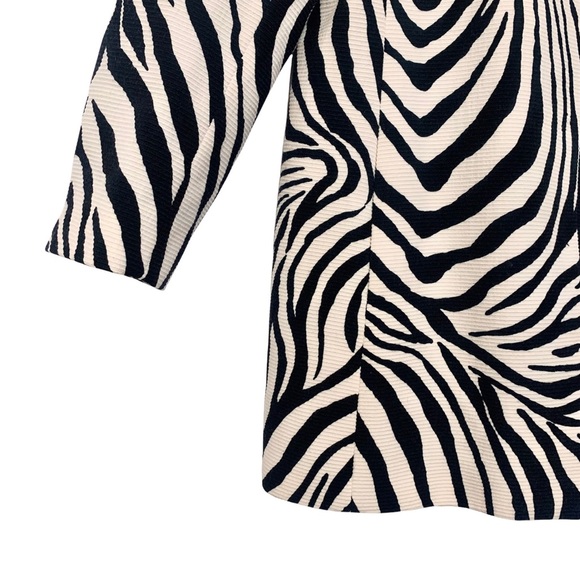 ❌SOLD❌ Dana Buchman Vintage 80s Zebra Print Blazer Shoulder Pads Long Button 12P - Picture 4 of 10